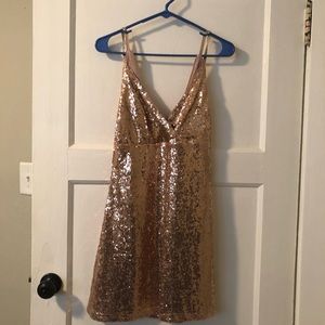 Lulus gold sequin dress NWT